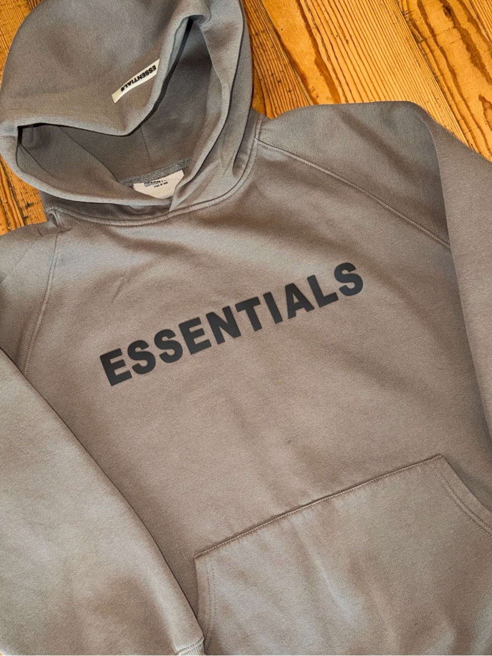Essentials Fear Of God Taupe Hoodie with Branded Neck Label-size Large